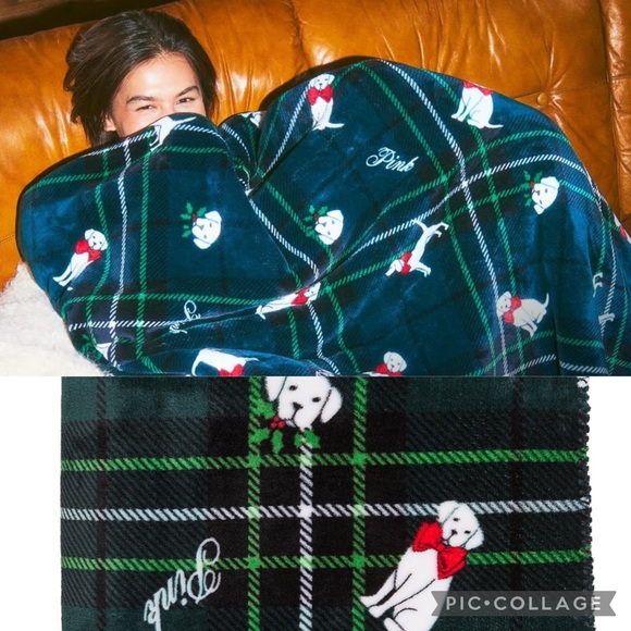 Victoria’s Secret Cozy Logo Sherpa Blanket - Picture 1 of 1